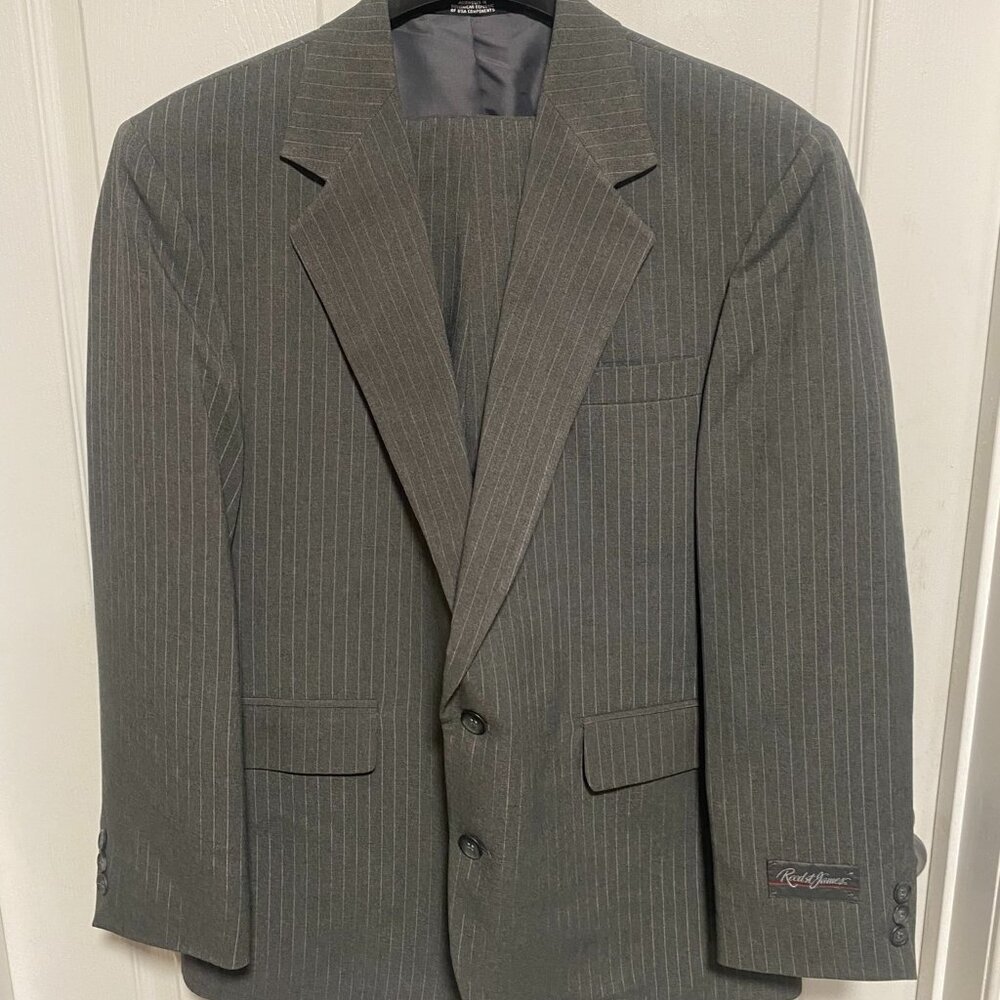 Men's VINTAGE Suit Gray Pinstripe NEW Reed St. James 40 Short 36x30 tag